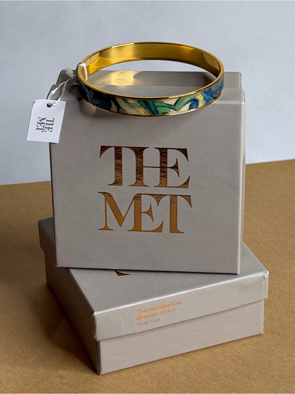 NIB Metropolitan Museum of Art Monet Waterlilies Bangle Bracelet 22k Gold Plate